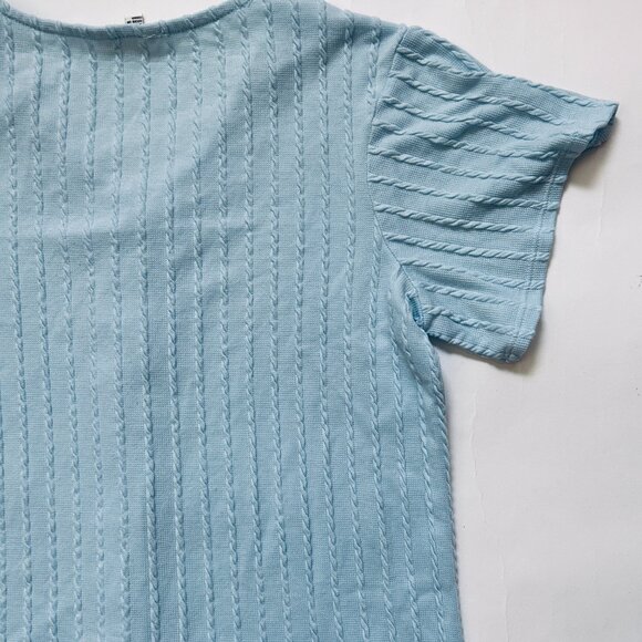 Weatherproof Vintage Short Sleeve V-neck Button Up Tie Front ShIrt Size S Blue - Picture 7 of 9